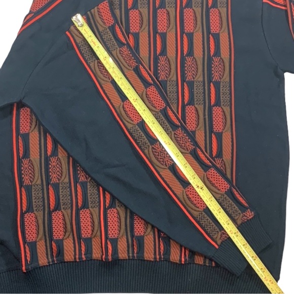 Vintage Tosani - 3D Coogi Style Black and Orange  100% Cotton Sweater - Picture 6 of 7